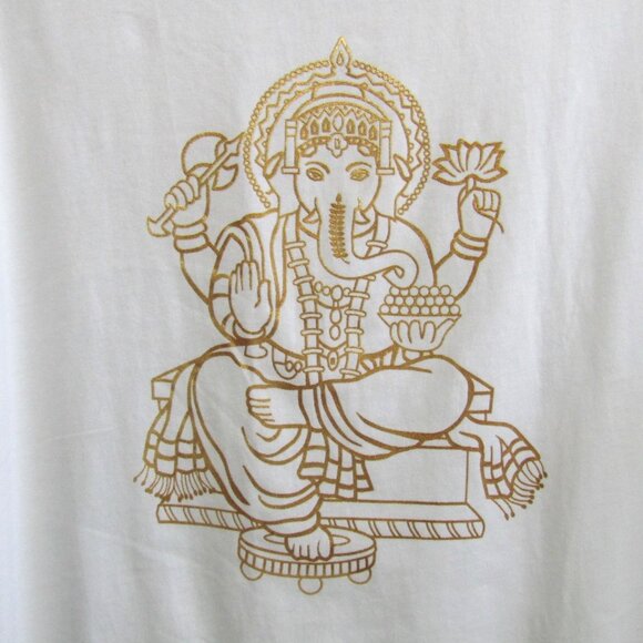 Gretchen Scott Zen Lane Finding Your Bliss Genesh T Shirt Size L White Gold New - Picture 3 of 9